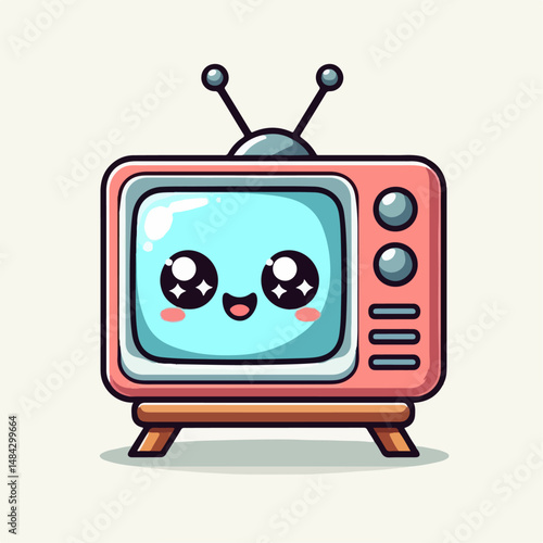 white background tv cartoon vector illustration