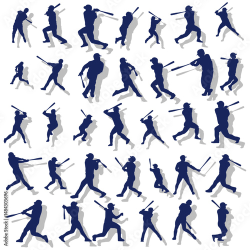 イラスト素材：スポーツシルエット野球