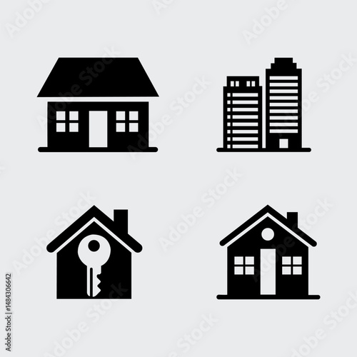 Real estate home logo vector icon set