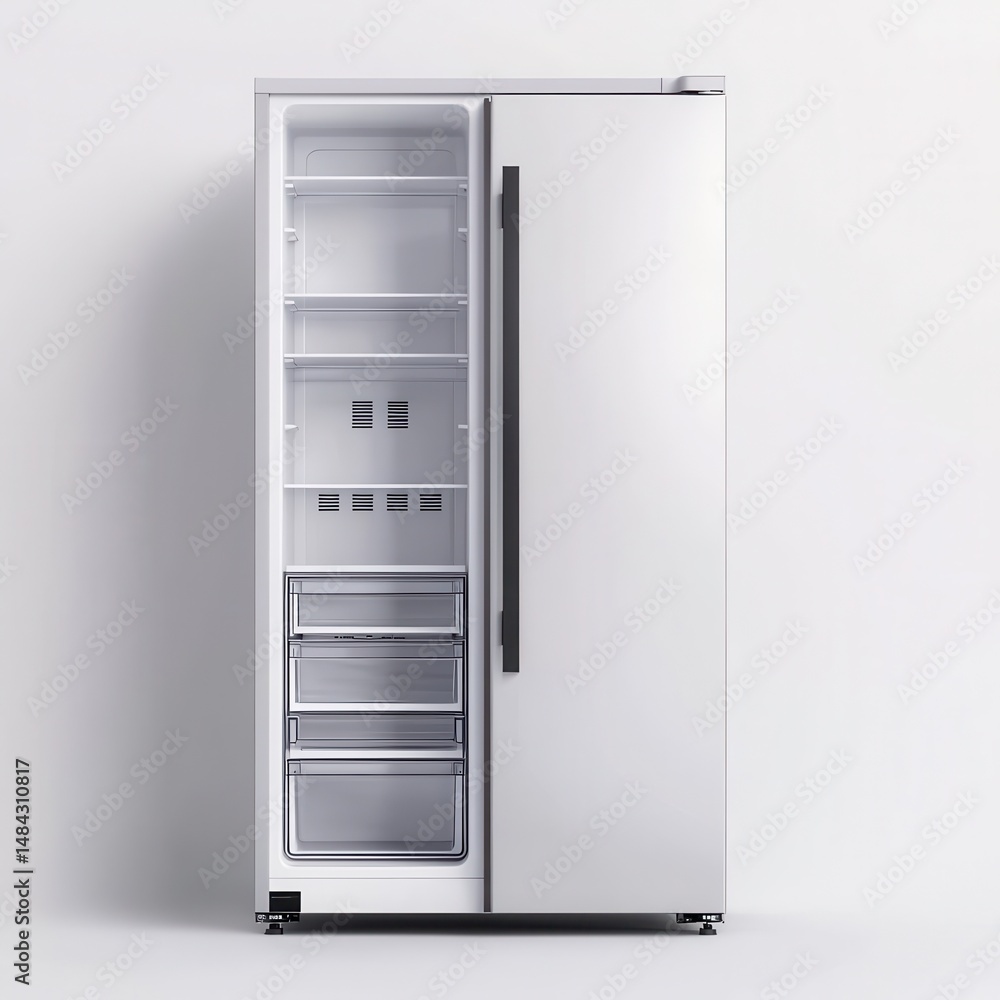 Modern Minimalist Refrigerator with Empty Interior and Clean Design Modern Minimalist Refrigerator with Empty Interior and Clean Design