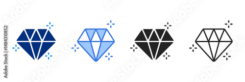 Diamond  Icon Set Multiple Style Vector Illustration 