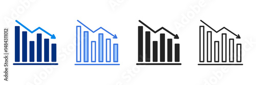 Chart  Icon Set Multiple Style Vector Illustration 