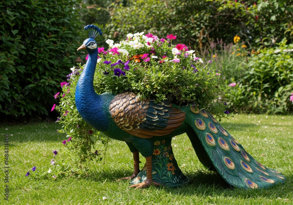 Obraz premium Peacock planter isolated on white background for