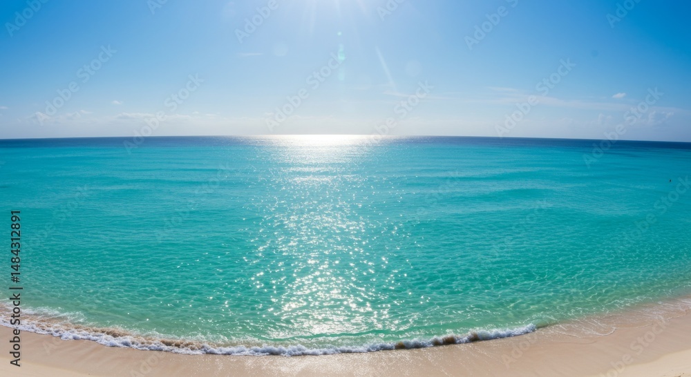Fototapeta premium Bright Sunny Day at Tropical Beach with Turquoise Water