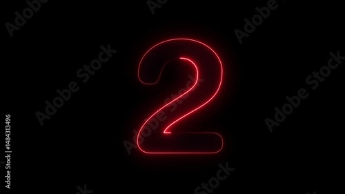 Wallpaper Mural Neon glowing text 2 number animation on black background, Neon number 2 with alpha channel, neon number 2 text animation concept, creative video Torontodigital.ca