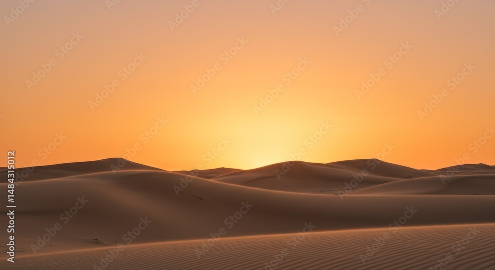 Fototapeta premium Warm Desert Sunset with Golden Sand Dunes