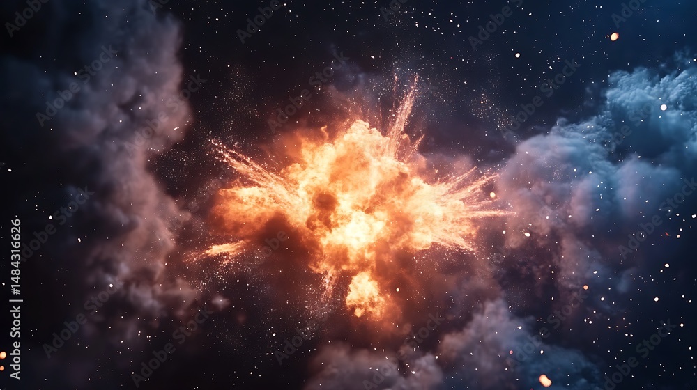 Celestial explosion in space Celestial explosion in space