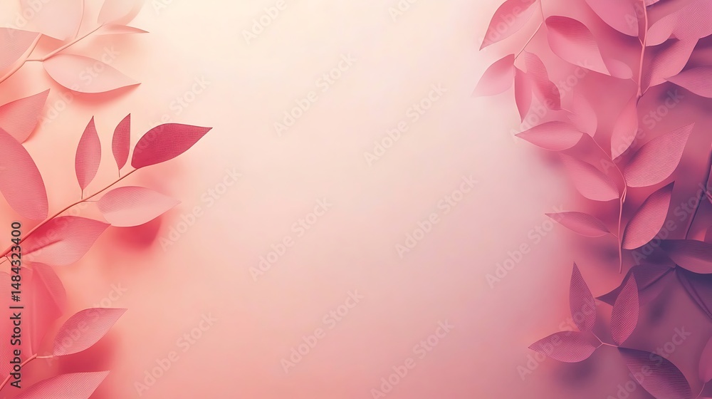 Pink paper leaves frame Pink paper leaves frame