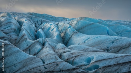 Wallpaper Mural Crystalline undulations of a colossal ice formation glowing with cerulean light Torontodigital.ca