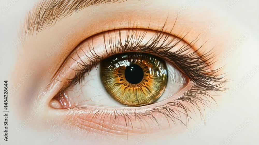 Close-up of a human eye showcasing intricate details of the iris and eyelashes, with a soft background Close-up of a human eye showcasing intricate details of the iris and eyelashes, with a soft background