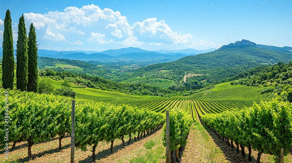 Fototapeta premium Panoramic Vineyard Landscape