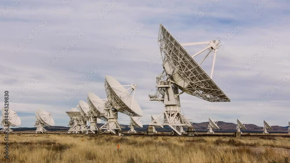 Array of Radio Telescopes in Desert Landscape Array of Radio Telescopes in Desert Landscape