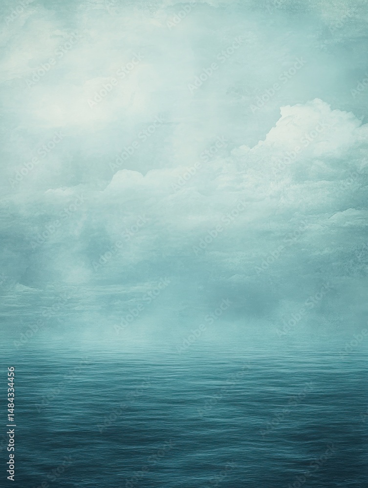 Calm Ocean Under a Cloudy Sky A Muted Teal and Gray Seascape Calm Ocean Under a Cloudy Sky A Muted Teal and Gray Seascape