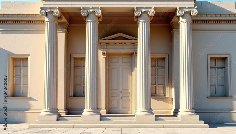 Obraz premium Elegant Corinthian columns support a classical building's portico , acanthus, architecture, building