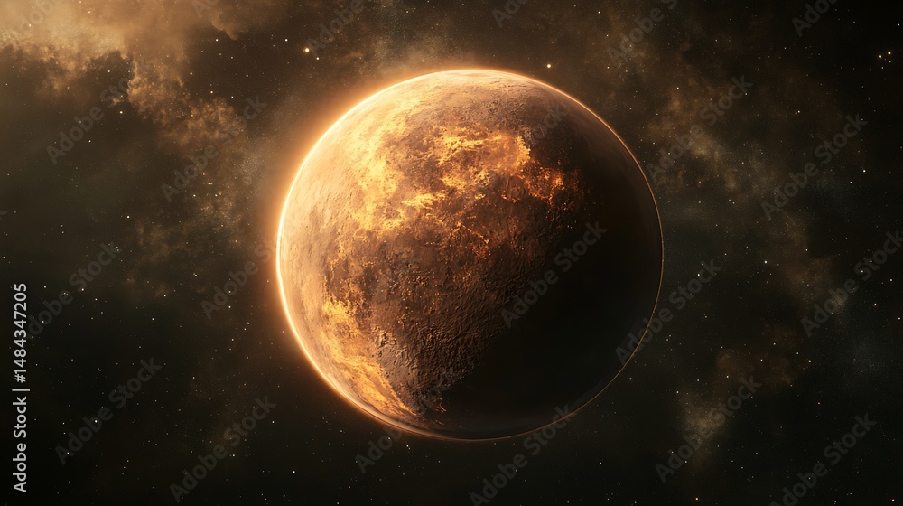 Obraz premium Fiery planet in space