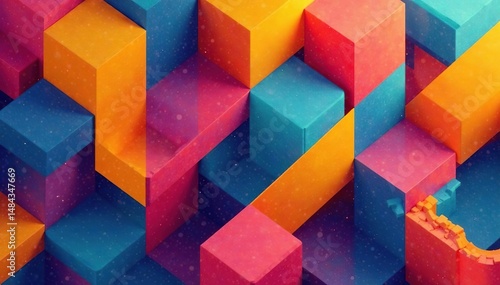 Abstract geometric shapes repeat in vibrant colors , polygons, seamless pattern, squares