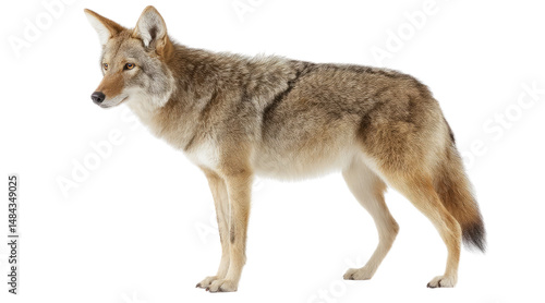 Coyote standing in profile isolated on a transparent background