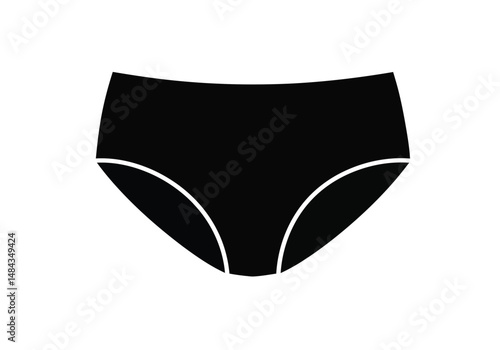 Panties silhouette. This image is a black silhouette of panties, a common type of women's underwear. Vector clipart illustration design.