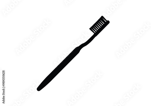 Toothbrush silhouette. This image is a black silhouette of a toothbrush, a tool used for cleaning teeth. Vector clipart illustration design.