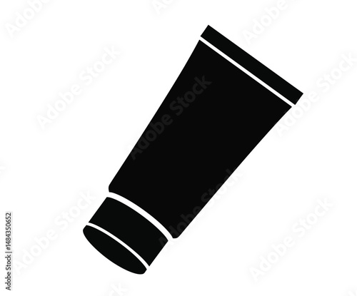 Toothpaste silhouette. The image is a black silhouette of a tube of toothpaste, used for dental hygiene. Vector clipart illustration design.