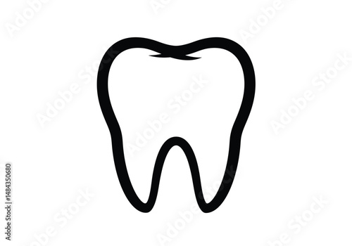 Tooth silhouette. This image is a black silhouette of a single tooth, representing dental health and care. Vector clipart illustration design.