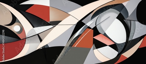 Wallpaper Mural Abstract Geometric Shapes in Red, Black, and Grey Torontodigital.ca