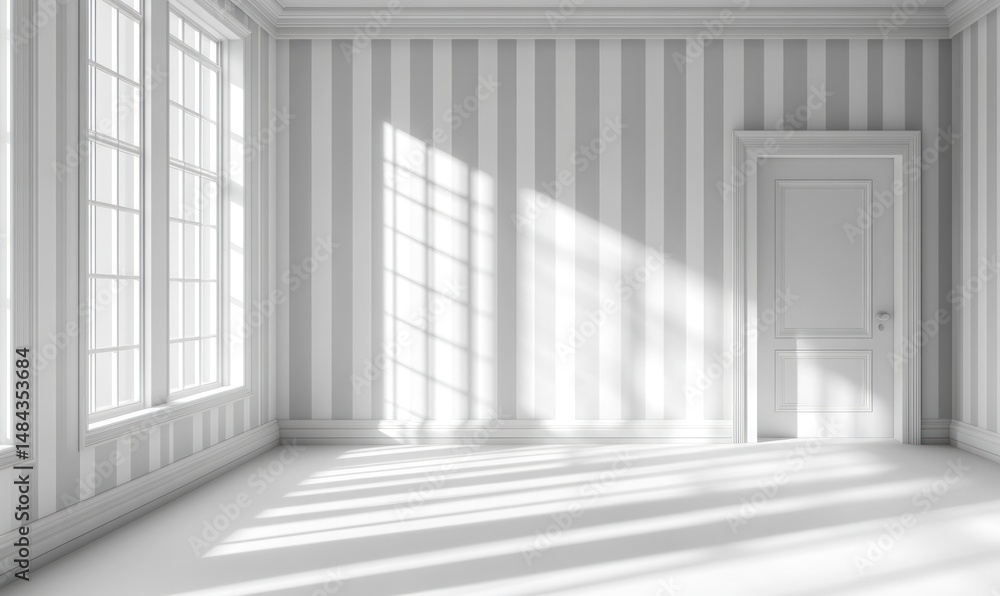 Fototapeta premium Empty, bright room with light streaming in