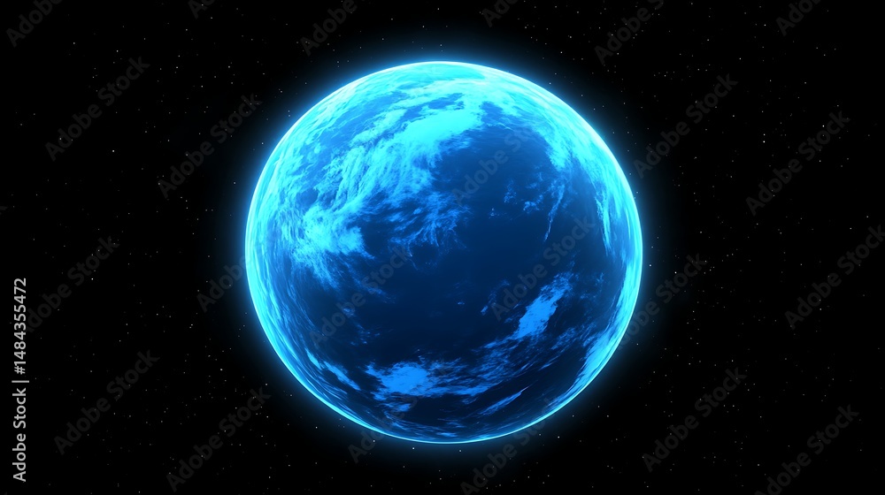Fototapeta premium Glowing blue planet earth graphic