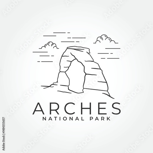 Arches national park logo landmark icon vector illustration design