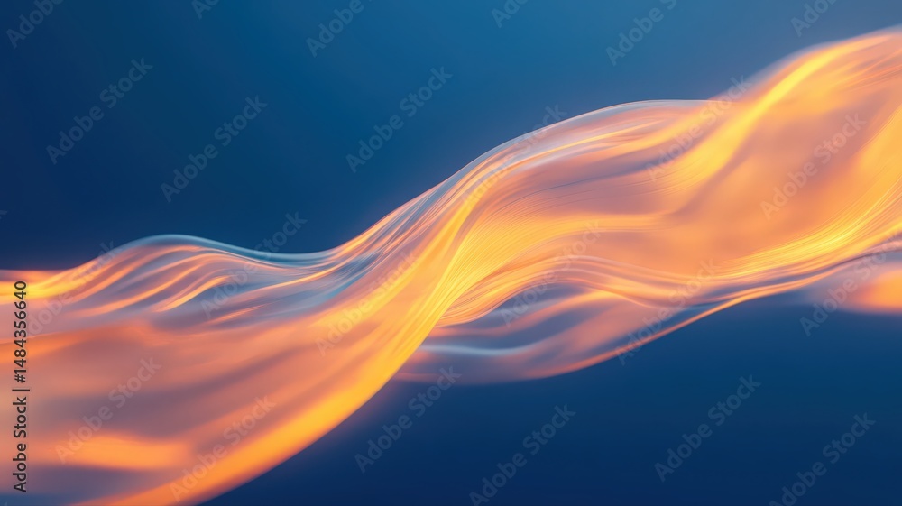 Obraz premium Abstract Fluid Design with Vibrant Streaks of Orange Against a Deep Blue Background