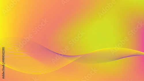 Vibrant Abstract Gradient Background with Flowing Lines in Yellow, Orange, and Pink