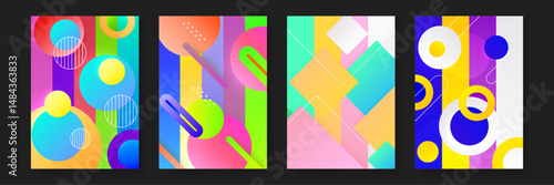 Four vibrant, abstract designs suitable for backgrounds, print materials, web graphics, and modern art projects. Brighten any project instantly.