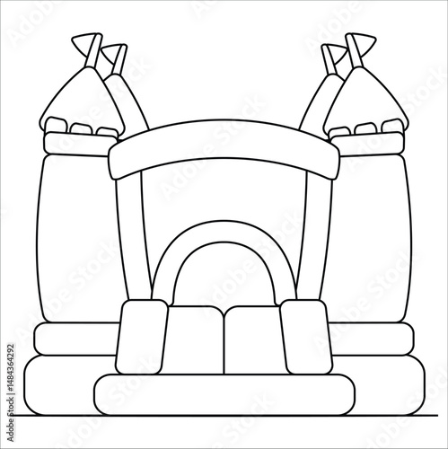 bouncy house or bouncy castle coloring page, useful as coloring book for kids, isolated