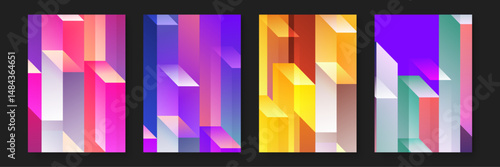 Abstract colorful geometric designs ideal for backgrounds, prints, posters, and digital projects needing vibrant and modern graphic elements.