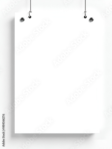 Blank white calendar mock up front view, curved corners set, isolated, 3d rendering. Empty almanac a3 mockup with metal spirals. Clear wall mounted menology template. Portrait vertical calender