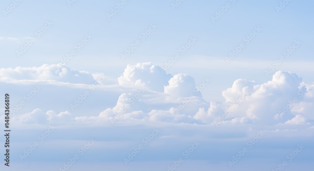 Fototapeta premium Serene Cumulus Cloudscape: A Pastel Sky