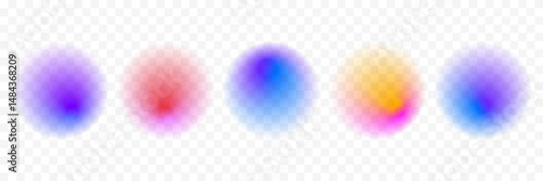 Wallpaper Mural Blur circle gradient shape set. Colored smooth sphere gradation collection. Y2K blurry round aura pack. Bright iridescent abstract blob bundle for poster, template, badge, sticker, collage. Vector Torontodigital.ca