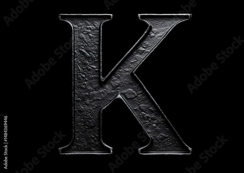 Capital letter K, textured