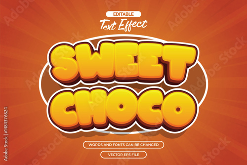 Sweet choco editable text effect with cartoon style text