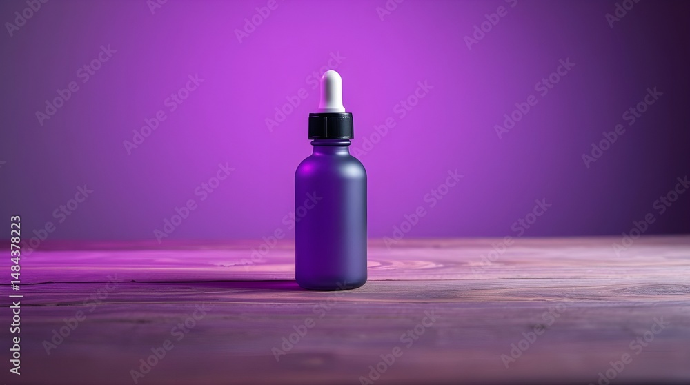 Elegant Mockup Product Purple Glass Dropper Bottle for Essential Oils or Serums Elegant Mockup Product Purple Glass Dropper Bottle for Essential Oils or Serums