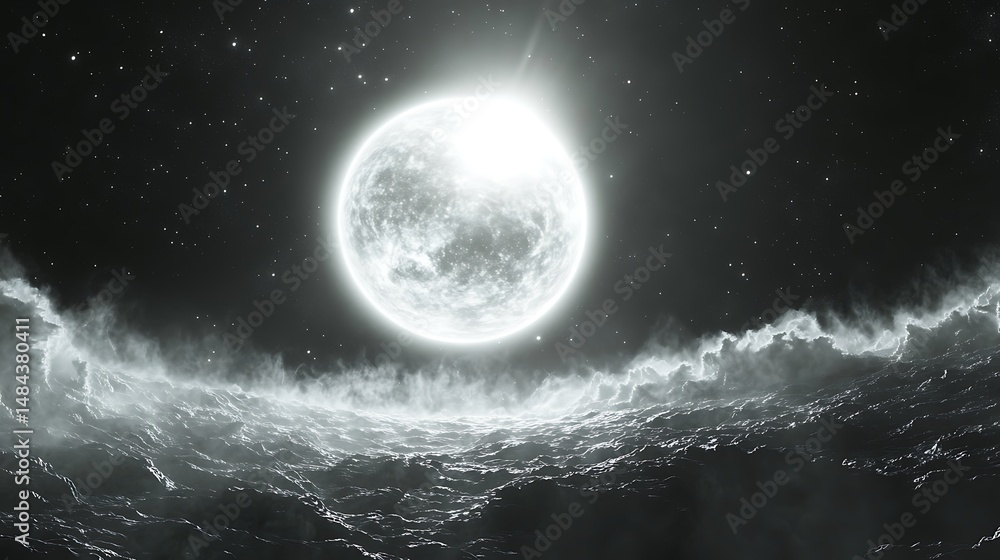 Fototapeta premium Moonlit rocky landscape