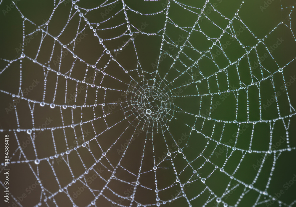 Obraz premium Water droplets on spider web.