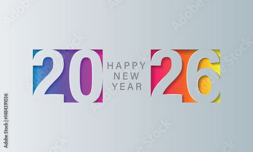 Happy new year 2026. Vector background. Brochure or calendar cover design template.