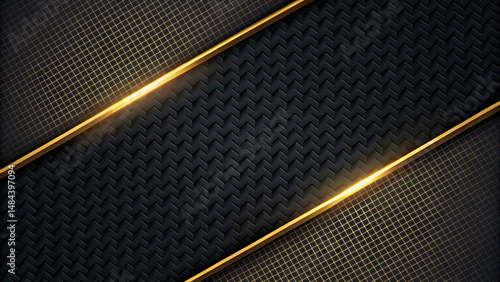 A sleek, modern design with diagonal gold stripes against a dark background