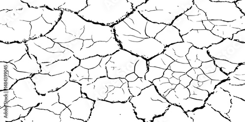  Abstract messy and distressed element for overlay.Grunge black and white crack texture background. 