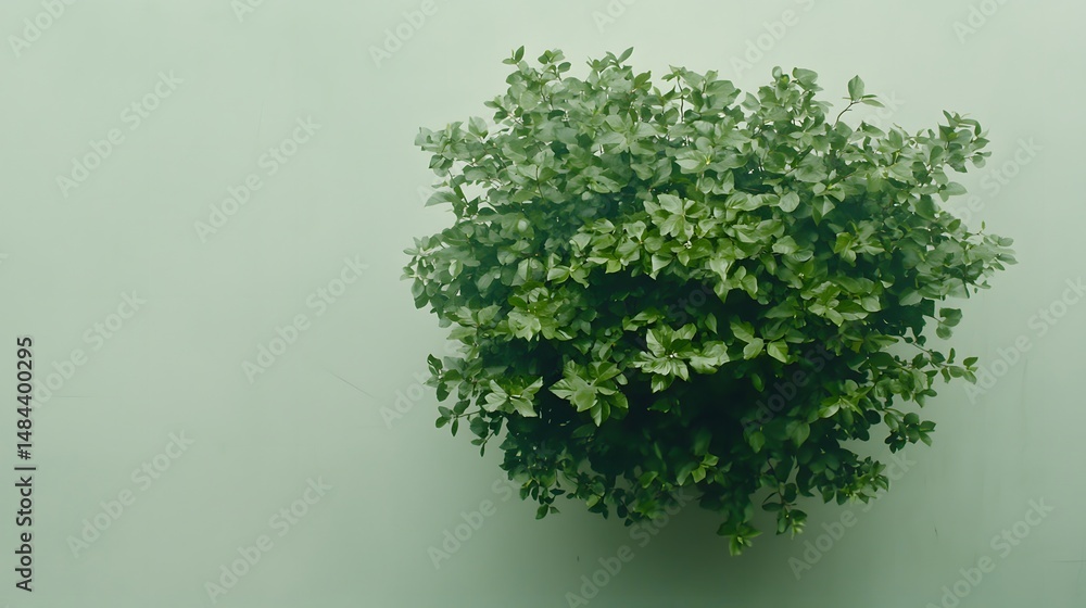 Fototapeta premium Lush Green Plant on Soft Mint Wall for Nature and Interior Design Inspiration