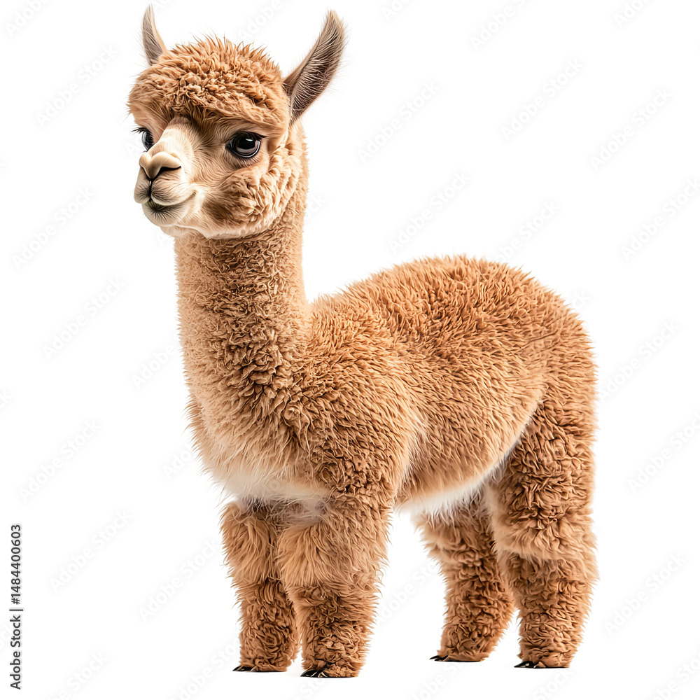 Obraz premium adorable brown alpaca looking curious and gentle