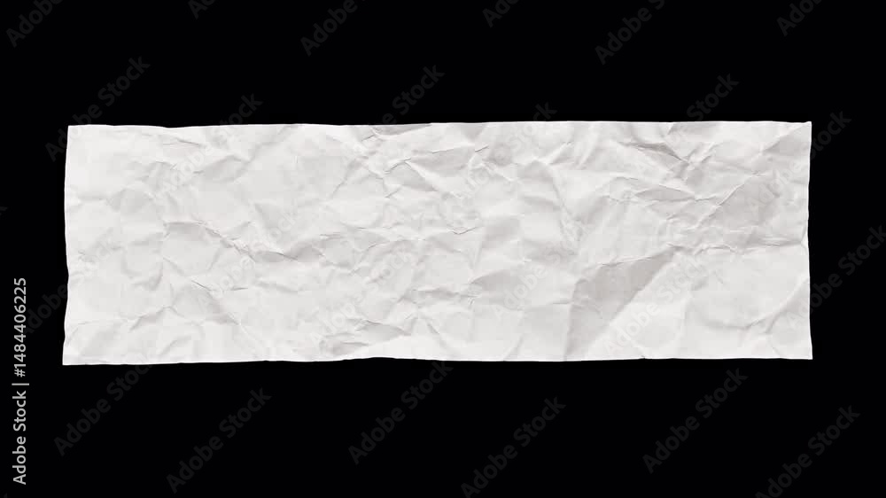 Clean flat paper crumples and unfolds in a stop-motion. Textured, organic backgrounds, design overlays, craft visuals, transparent alpha channel bg, Style 29 long rectangle box