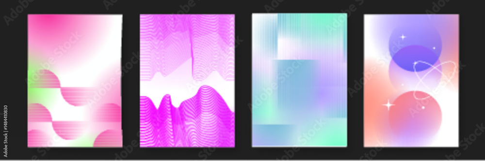 Four abstract designs featuring pink and blue gradients; perfect for backgrounds, wallpapers, digital art, banners, and social media graphics. Four abstract designs featuring pink and blue gradients; perfect for backgrounds, wallpapers, digital art, banners, and social media graphics.
