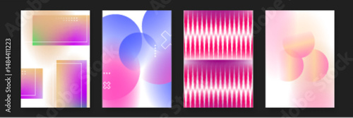 Four abstract pink and purple gradient backgrounds suitable for website headers, social media posts, and digital art projects.